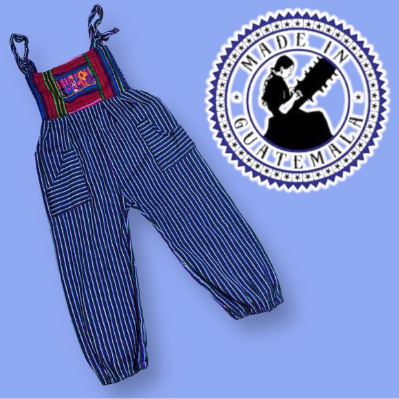 Hand Crafted Other - EUC Children’s Woven Multi-Color Striped Knit Romper. Adjustable Size 2-3T